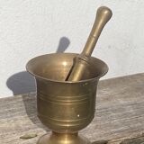 Gilded brass mortar and pestle