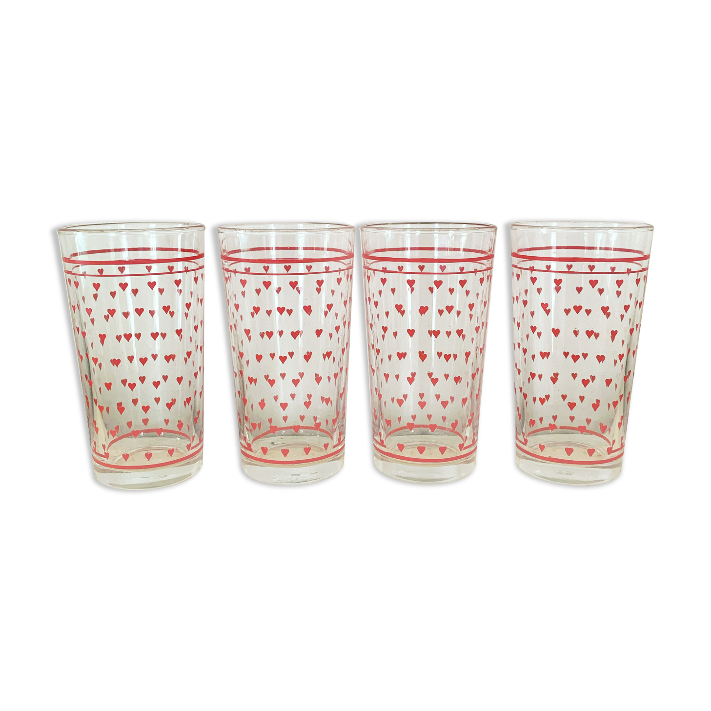 Set of 4 vintage heart pattern glasses