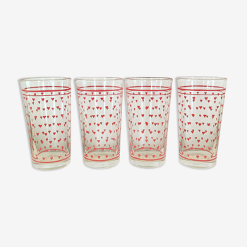 Set of 4 vintage heart pattern glasses