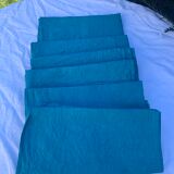 6 damask cotton towels tinted emerald blue