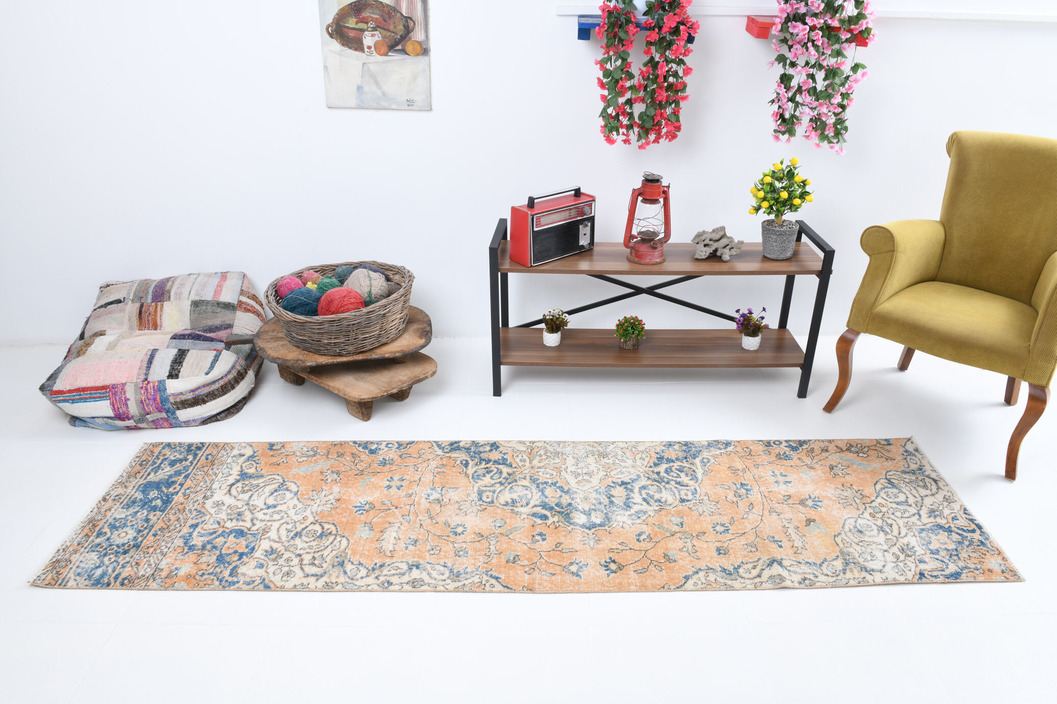 Rustic turkish runner rug 271x70cm