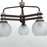 Vintage three satin glasses chandelier. Italy 1950s