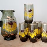 Vintage smoked amber glass pitcher