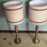 Pair of lamps with old brass base
