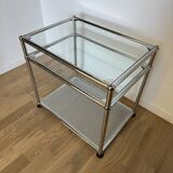 USM Haller Glass and Light Grey 2/2 Side Table