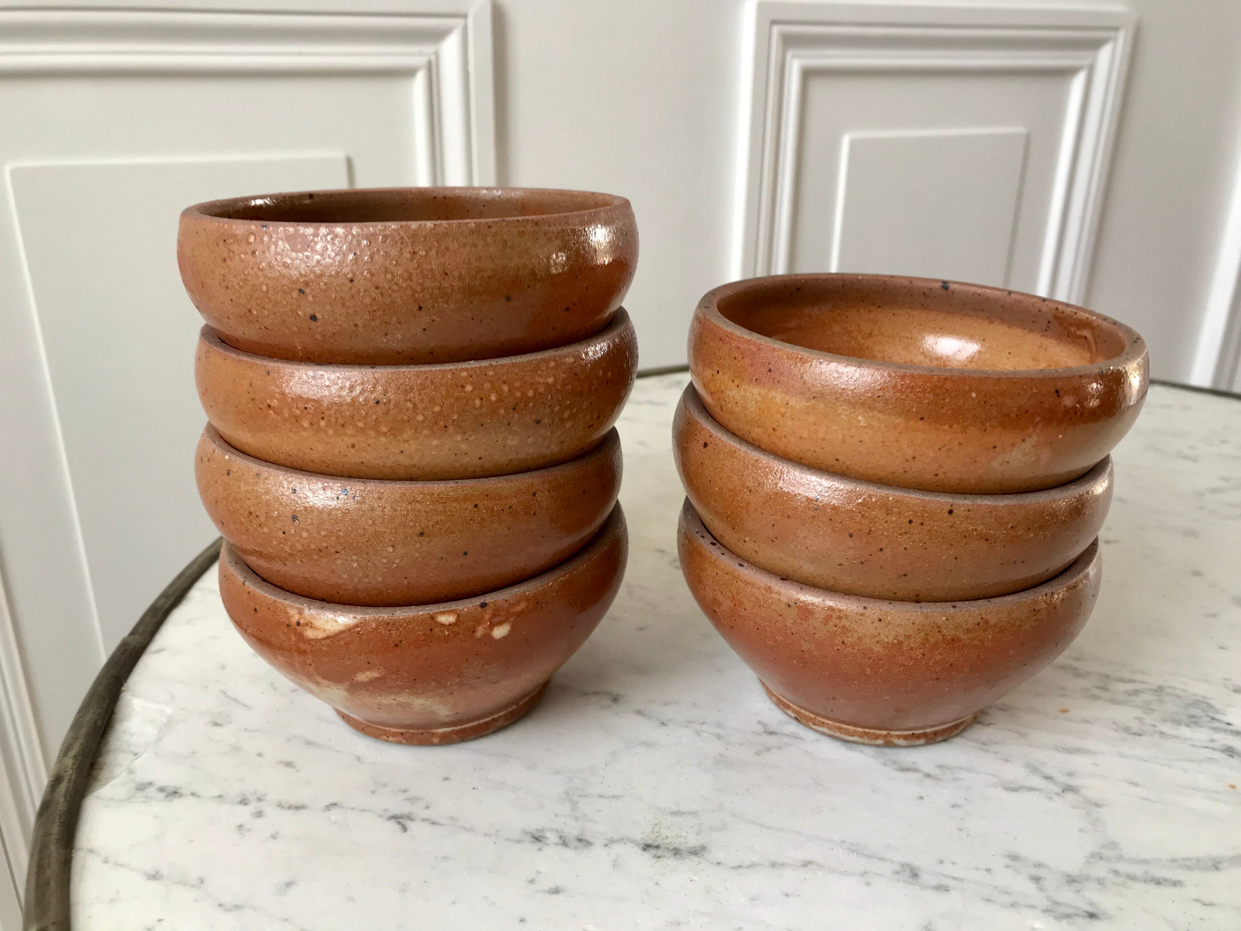 Set of 7 bowls in stoneware handmade 70s vintage