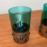Drinking glasses in green glass and copper in mid-century style by Nanny Still, 1960s, set of 5.
