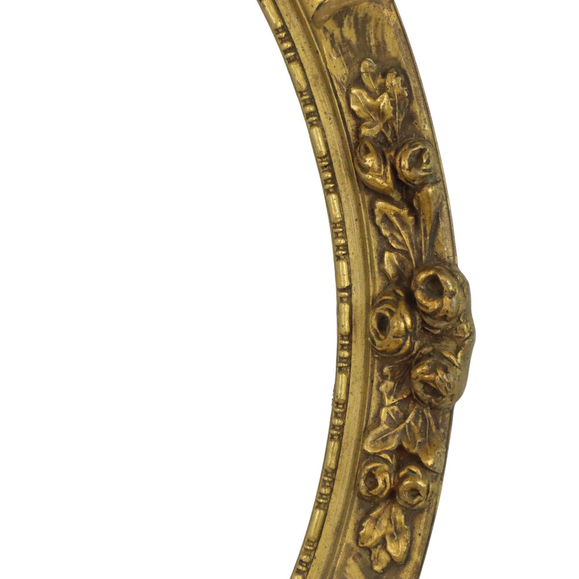 Oval Golden Wooden Frame Classic Roses Baroque Style France 59x49cm