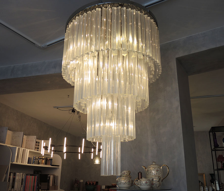 Lamp art deco style metal & crystal