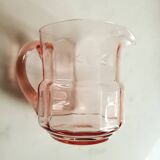 Pitcher and 2 glasses in pink glass