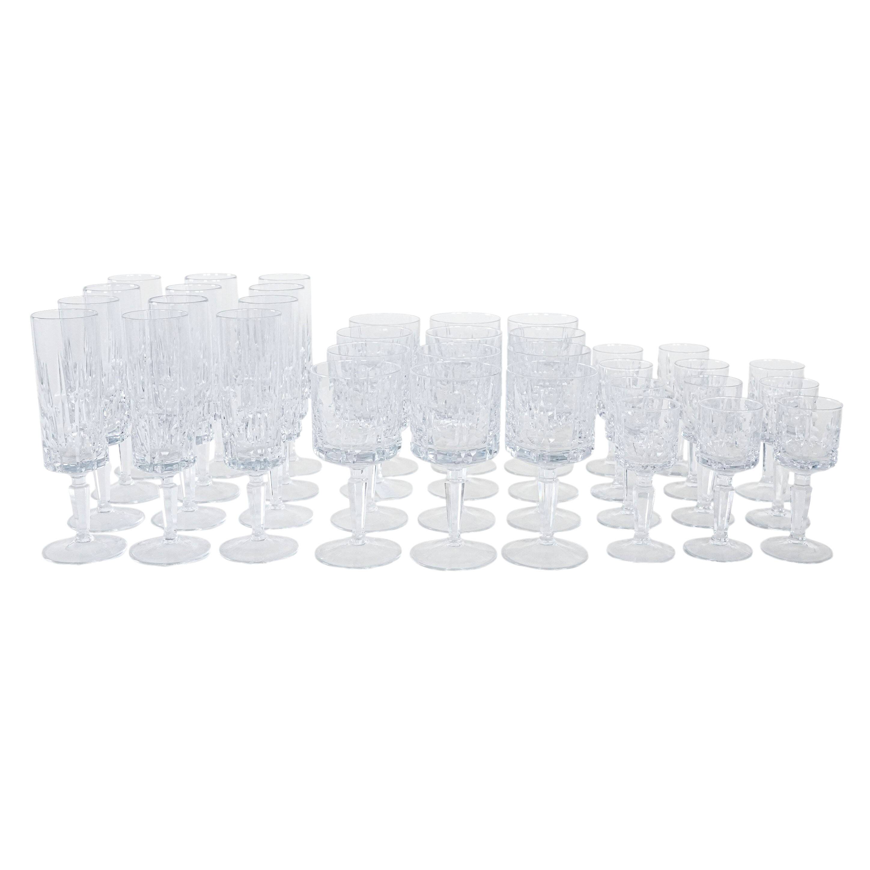 Set of crystal glasses, Italian design, 1970s, made in Italy