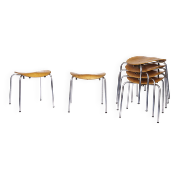 Lot de 6 tabourets Egon Eiermann SE68 – Années 1950, contreplaqué de hêtre moderne du milieu du siècle