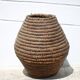 Old basket, burgundy straw and bramble, woven basket, interior decoration