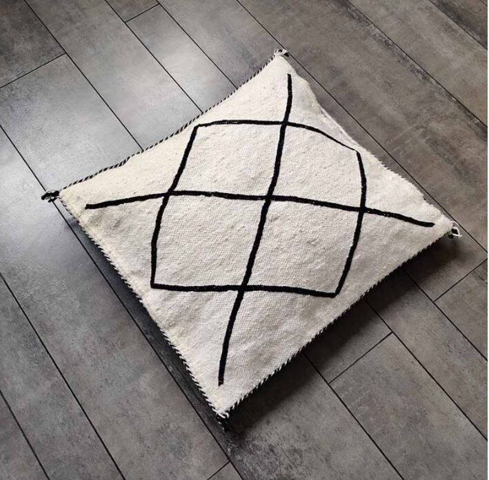 Black and white Berber kilim cushion