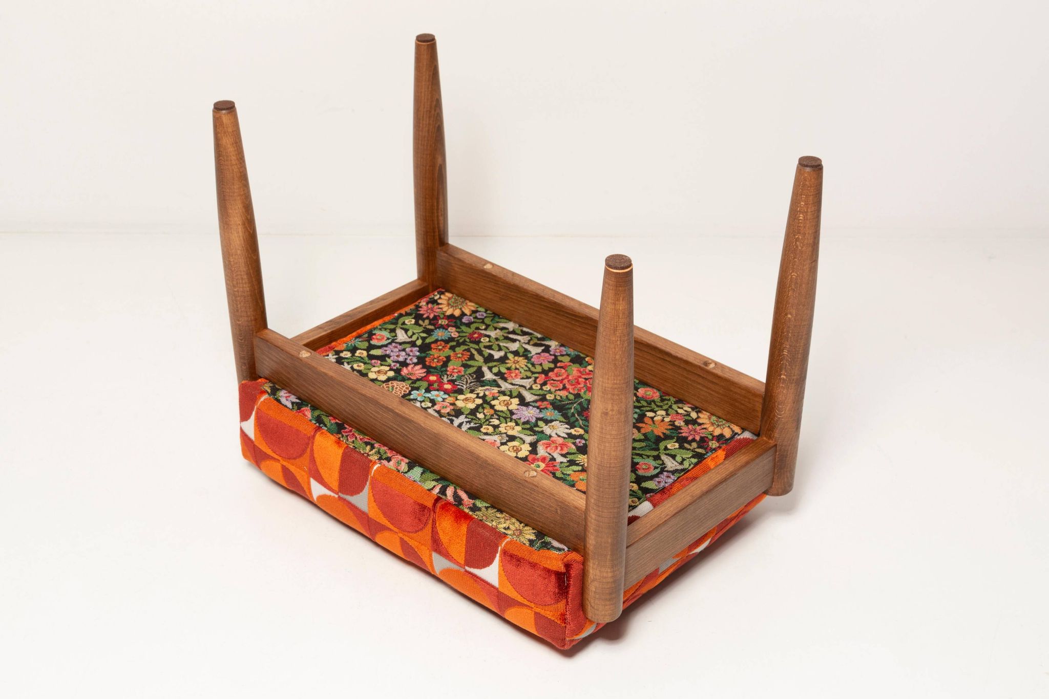 Vintage red and orange mid-century stool, Edmund Homa, 1960s