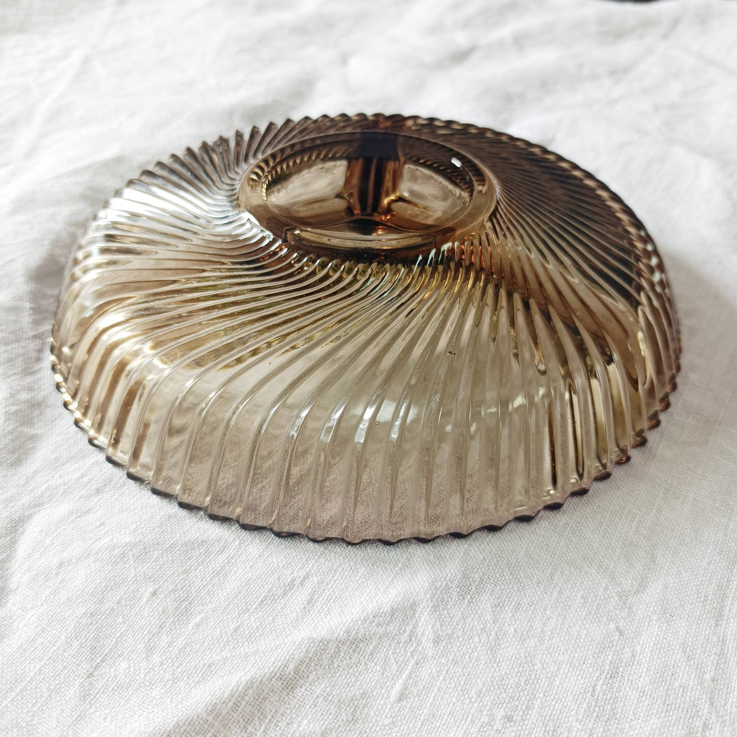 Veropa smoked glass compartmentalized appetizer dish