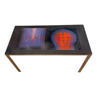 Vintage Op Art design table – Vasarely style