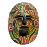 Masque du Mexique en terre cuite colorée, années 70, mexicain