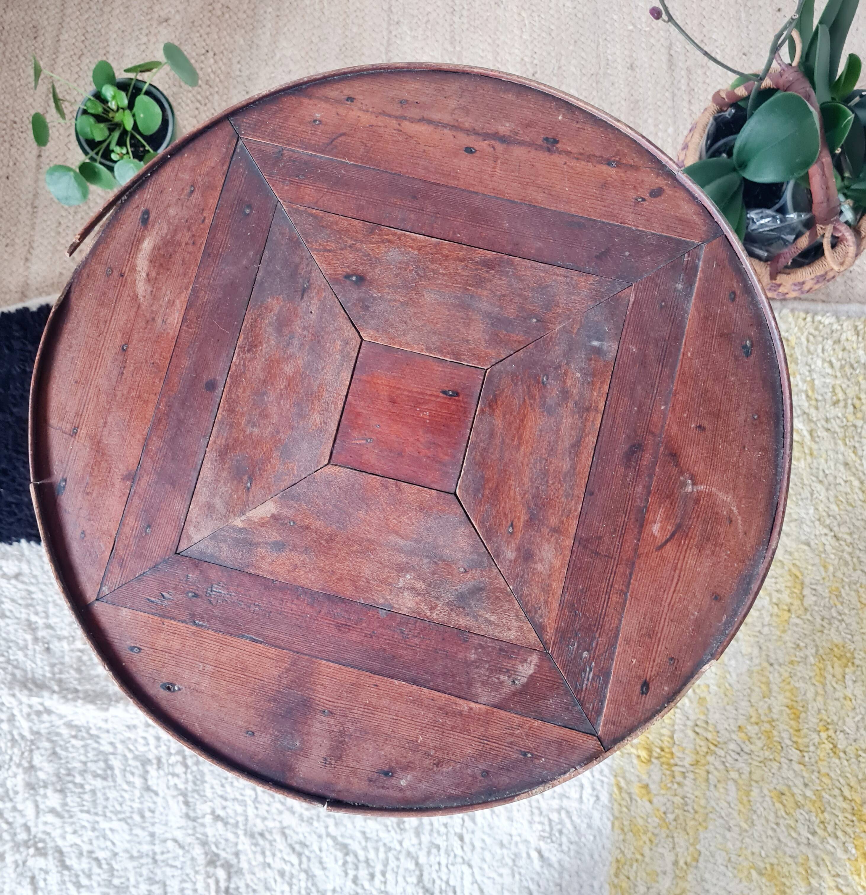 Table ancienne double plateaux ronds, sellette ou porte-plantes