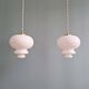 Trio de suspensions scandinaves en opaline blanche, 1960