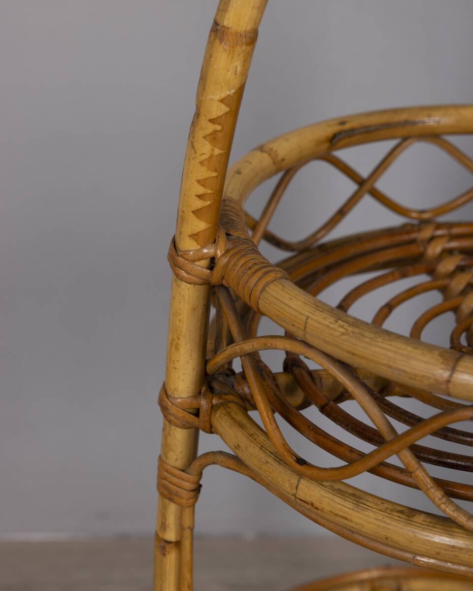 Vintage Italian Bamboo Bar Basket, 1960s