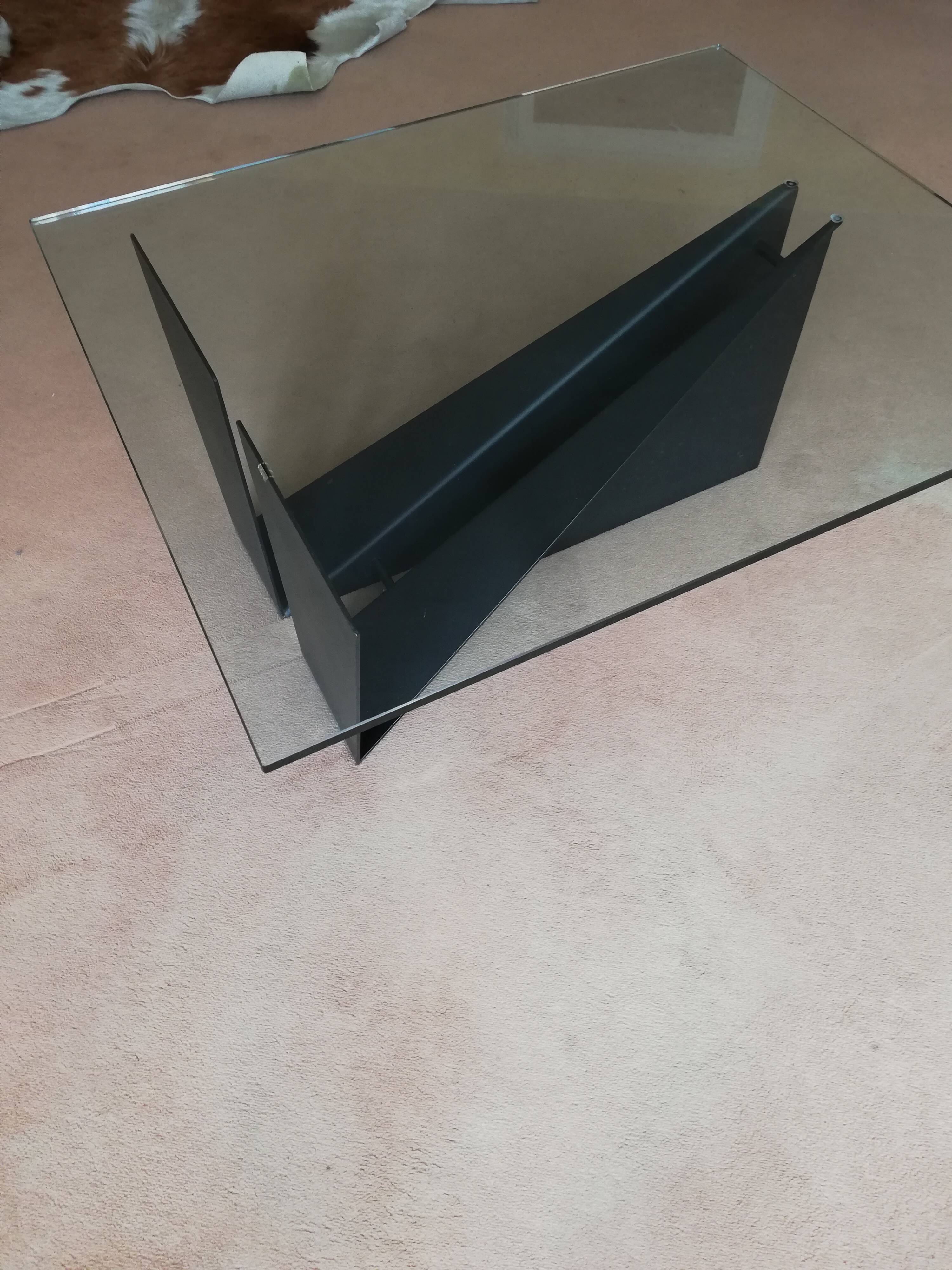 Black metal and glass coffee table