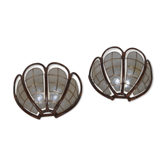 Appliques en rotin et nacre