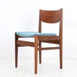 Reupholstered mid-century teak chair / Danish modern design / wool felt / 1960s