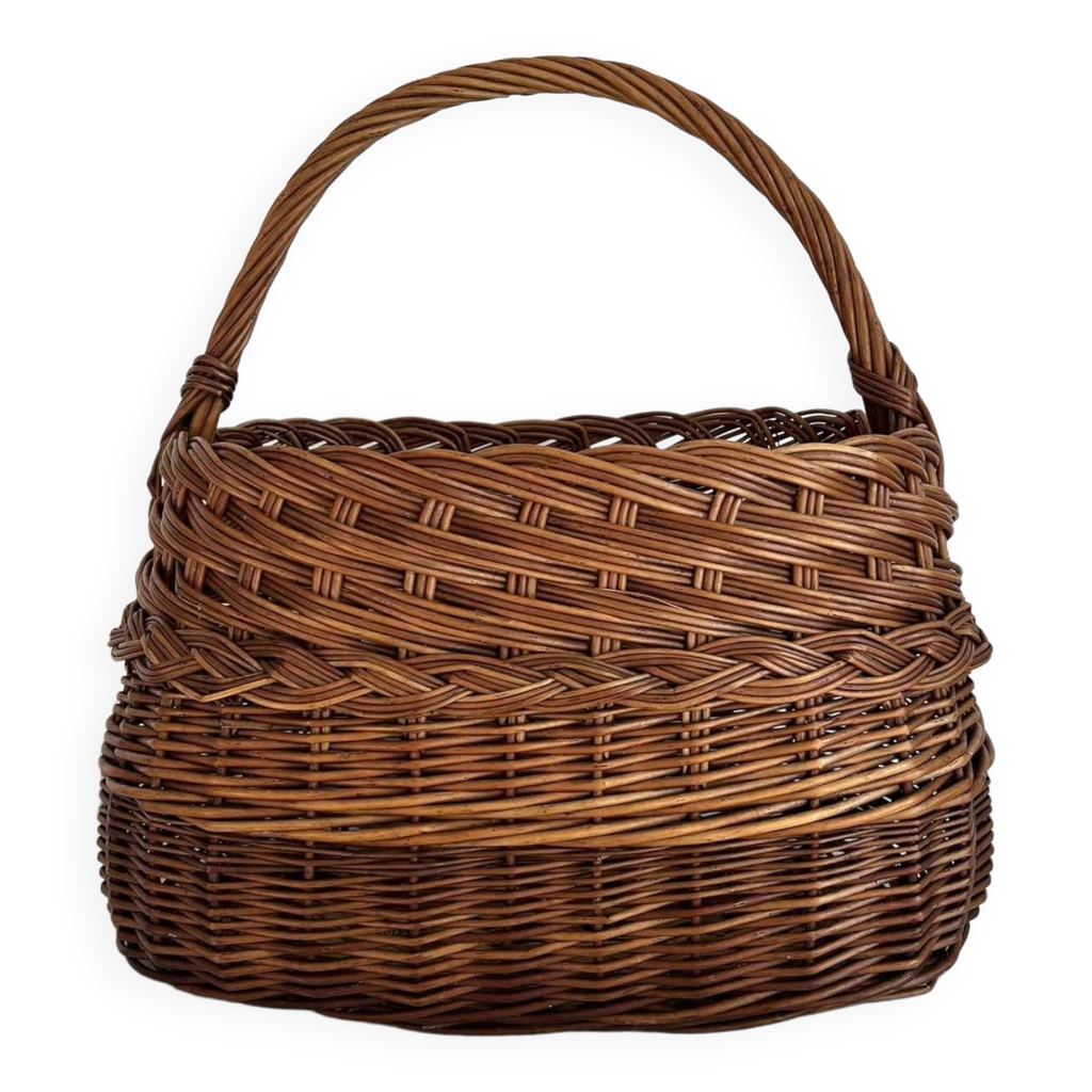 Ancien panier artisanal en osier.