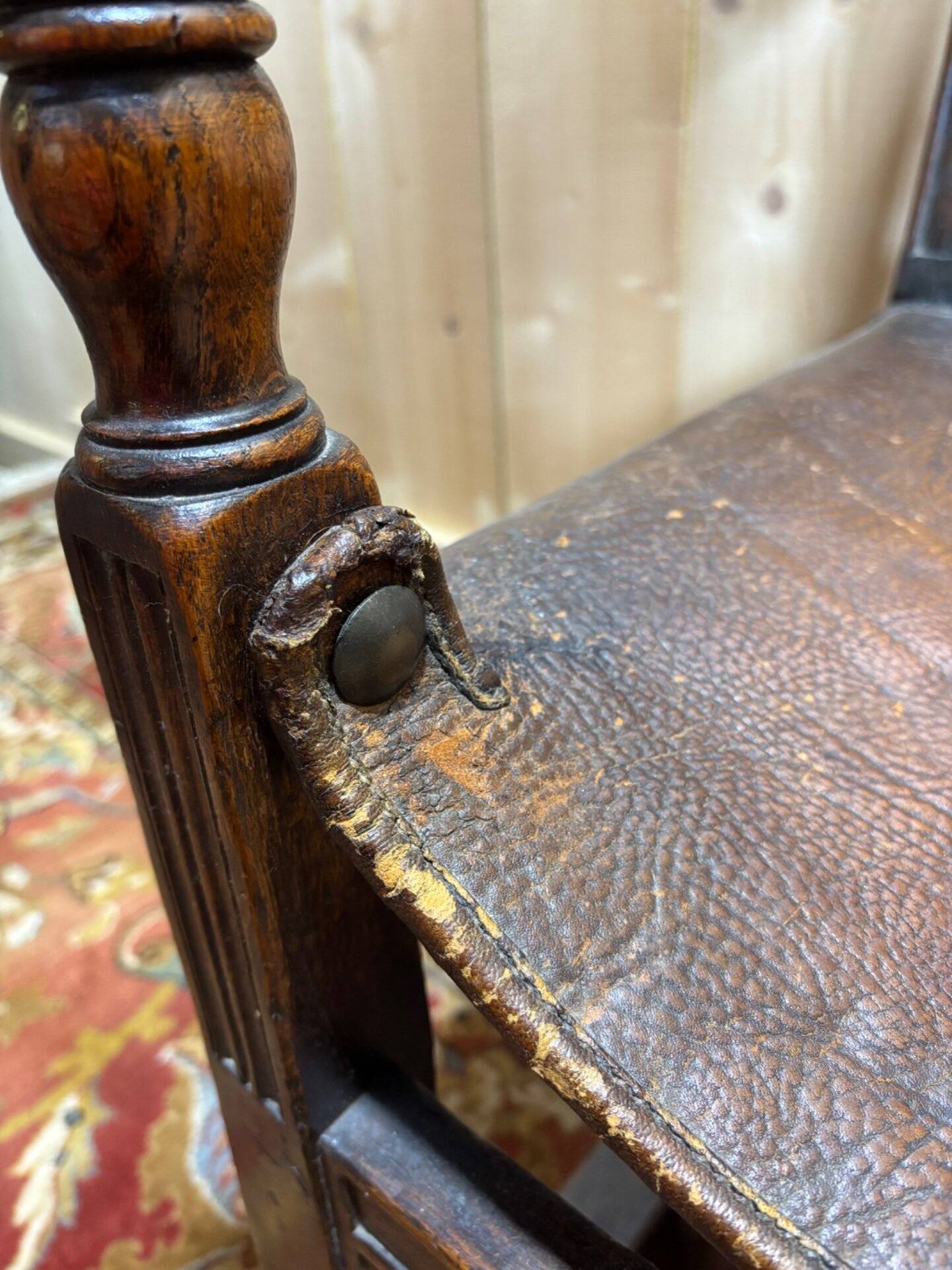 Fauteuil de bureau en chêne et cuir