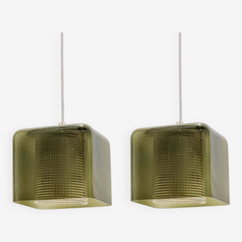 Pair of Mid-Century Scandinavian Glass Ceiling Lights/Pendants by Carl Fagerlund for Orrefors, 1960s