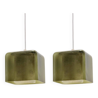 Pair of Mid-Century Scandinavian Glass Ceiling Lights/Pendants by Carl Fagerlund for Orrefors, 1960s