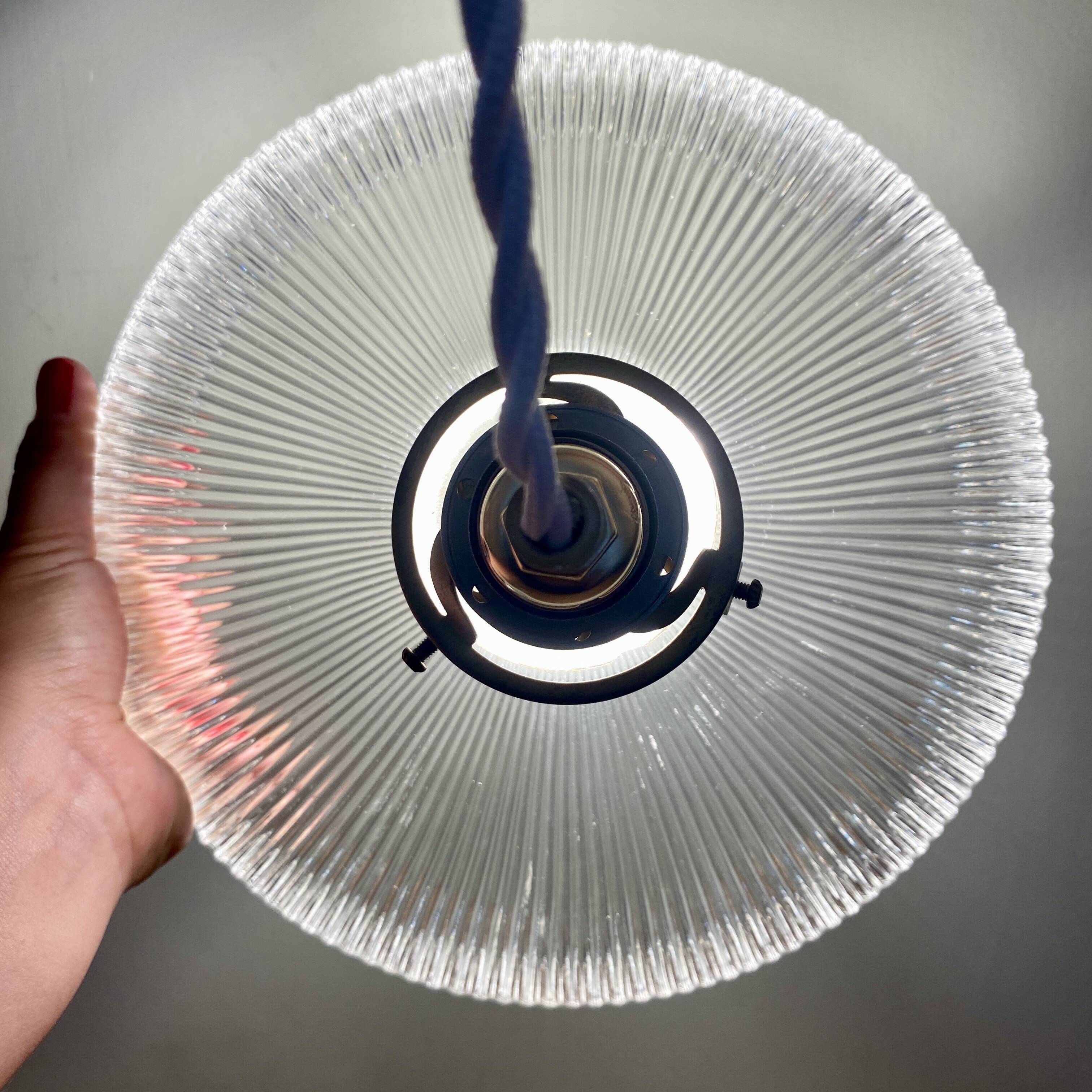 Vintage holophane glass lampshade pendant light
