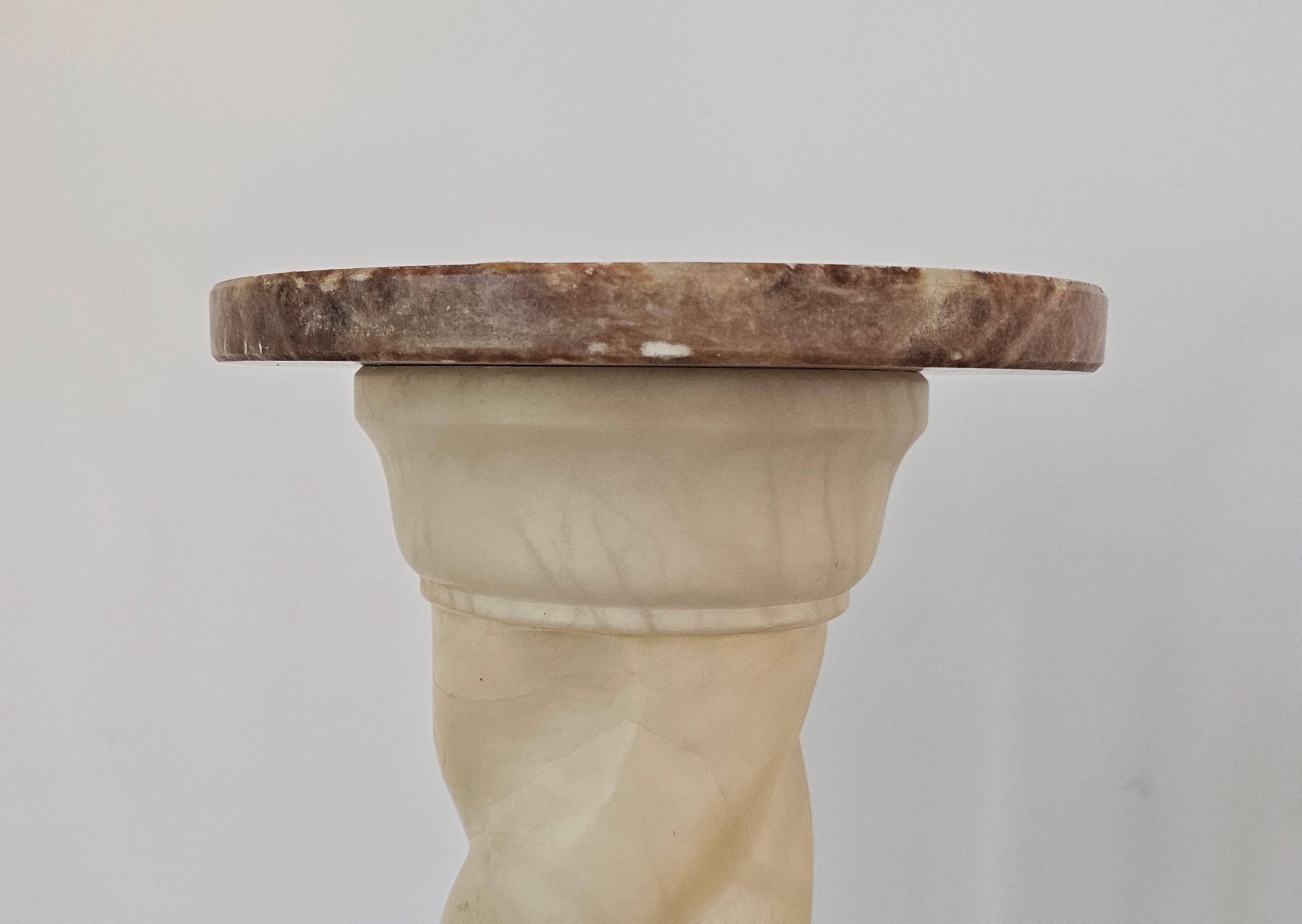 Pair of twisted column floor lamps in alabaster and marble, 1960