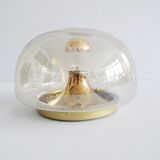 Smoked glass bubbles ceiling lamp gold-colored, wall lamp 1970s