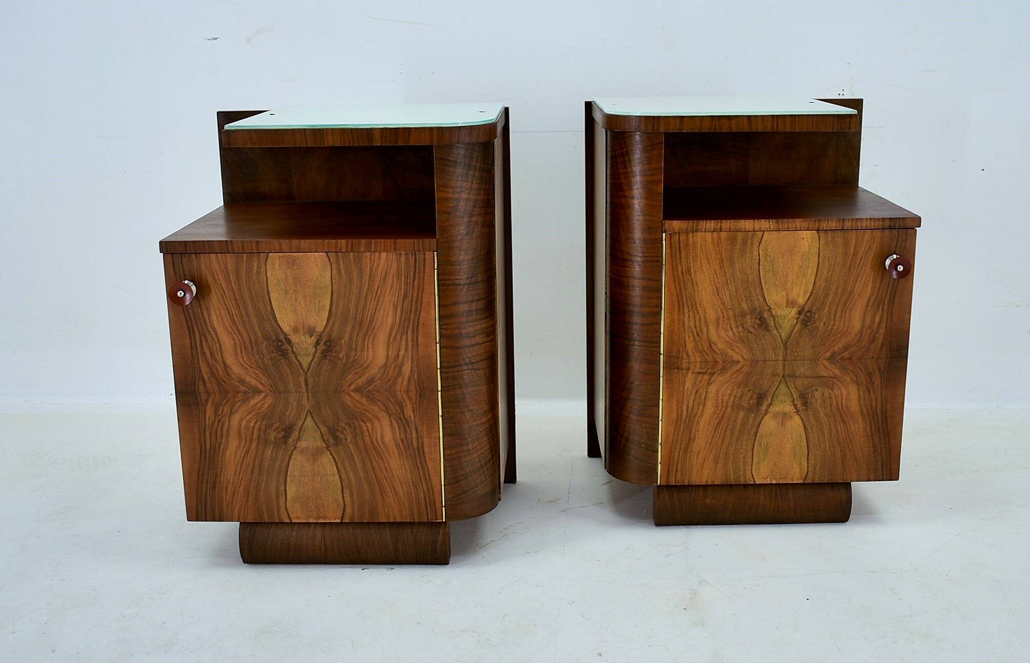 1938s,  Pair of art deco bedside table , Czechoslovakia