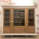 Vintage solid oak display cabinet / bookcase