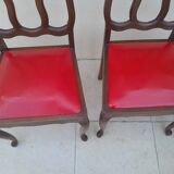 6 vintage art deco Louis VX leather wood chairs