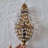 Vintage Empire Style 1950s Wall Lamp or Sconce in Gold Brass and Scream