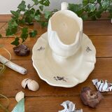 Antique sauce boat in Sarreguemines earthenware.