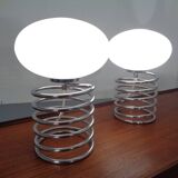 Opaline Glass and Chrome Table Lamps from Honsel, 1970s, Set of 2