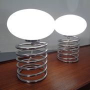 Opaline Glass and Chrome Table Lamps from Honsel, 1970s, Set of 2
