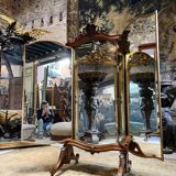 Triptych mirror of brot walnut period napoleon iii xix th century