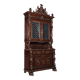Antique neo-baroque display cabinet carved in walnut, Italy, 19th century