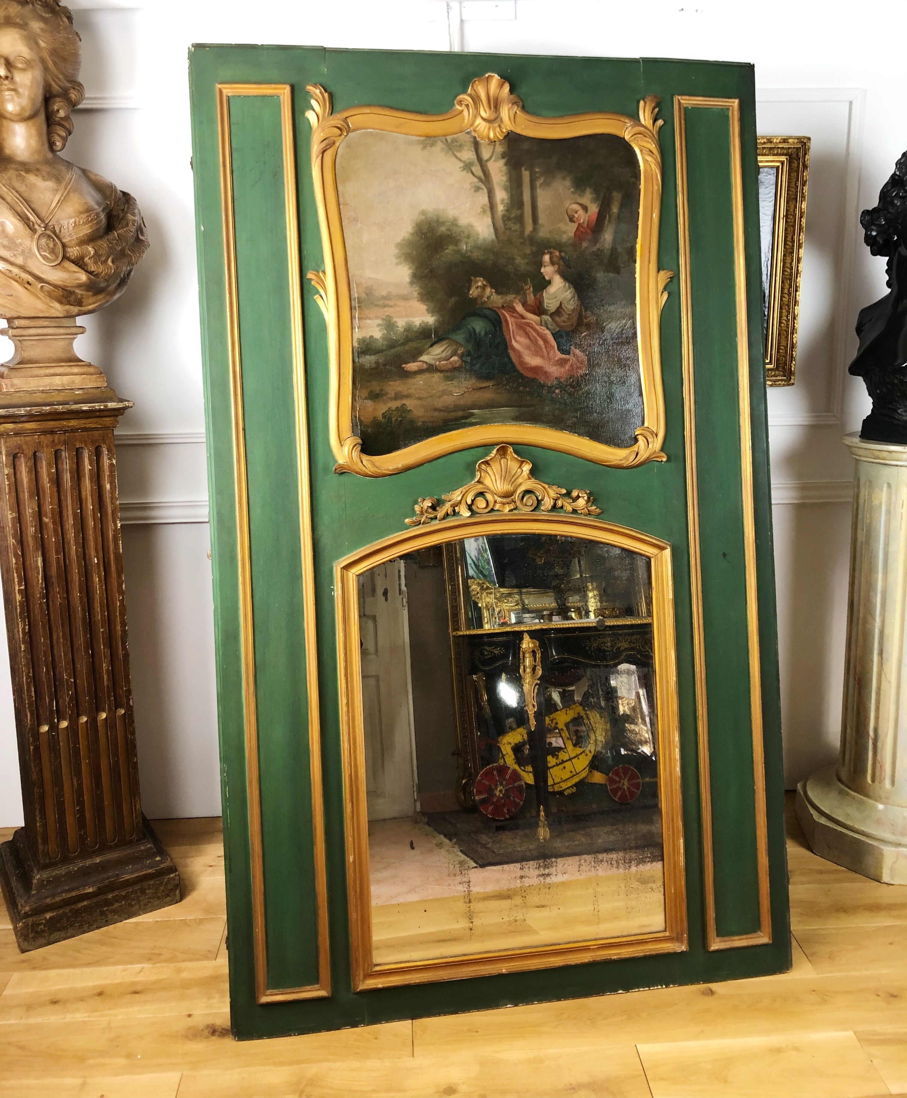 19th century carved wooden trumeau 110x181cm