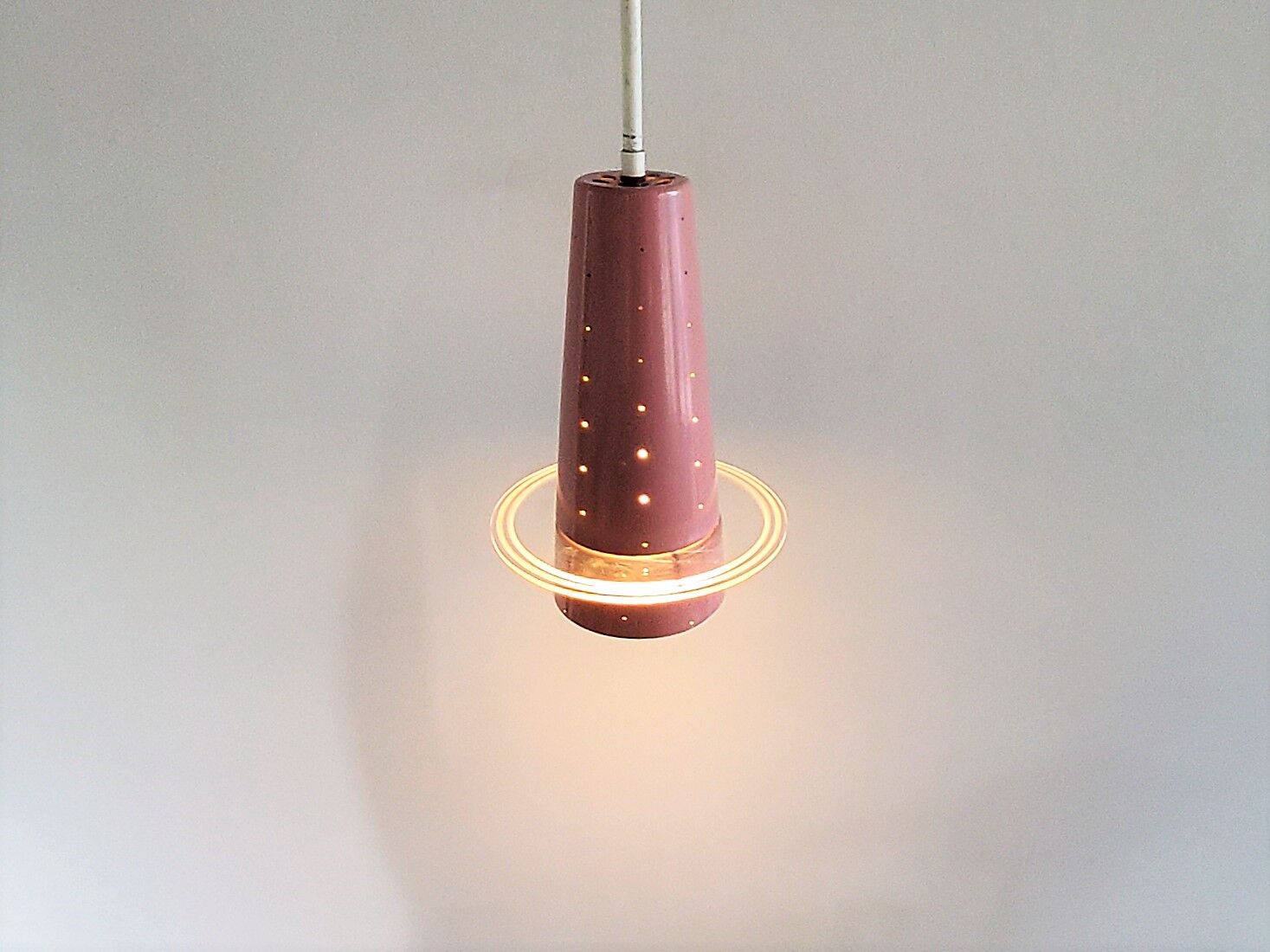 Pink conical pendant lamp from Evenblij, The Netherlands 1960's