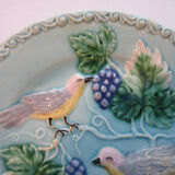 Dabbling Plate Made in Germany: 2 Perched Birds Pecking Grapes