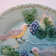 Dabbling Plate Made in Germany: 2 Perched Birds Pecking Grapes