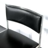 Romeo Rega, set of four chrome and leather dining chairs from 60s