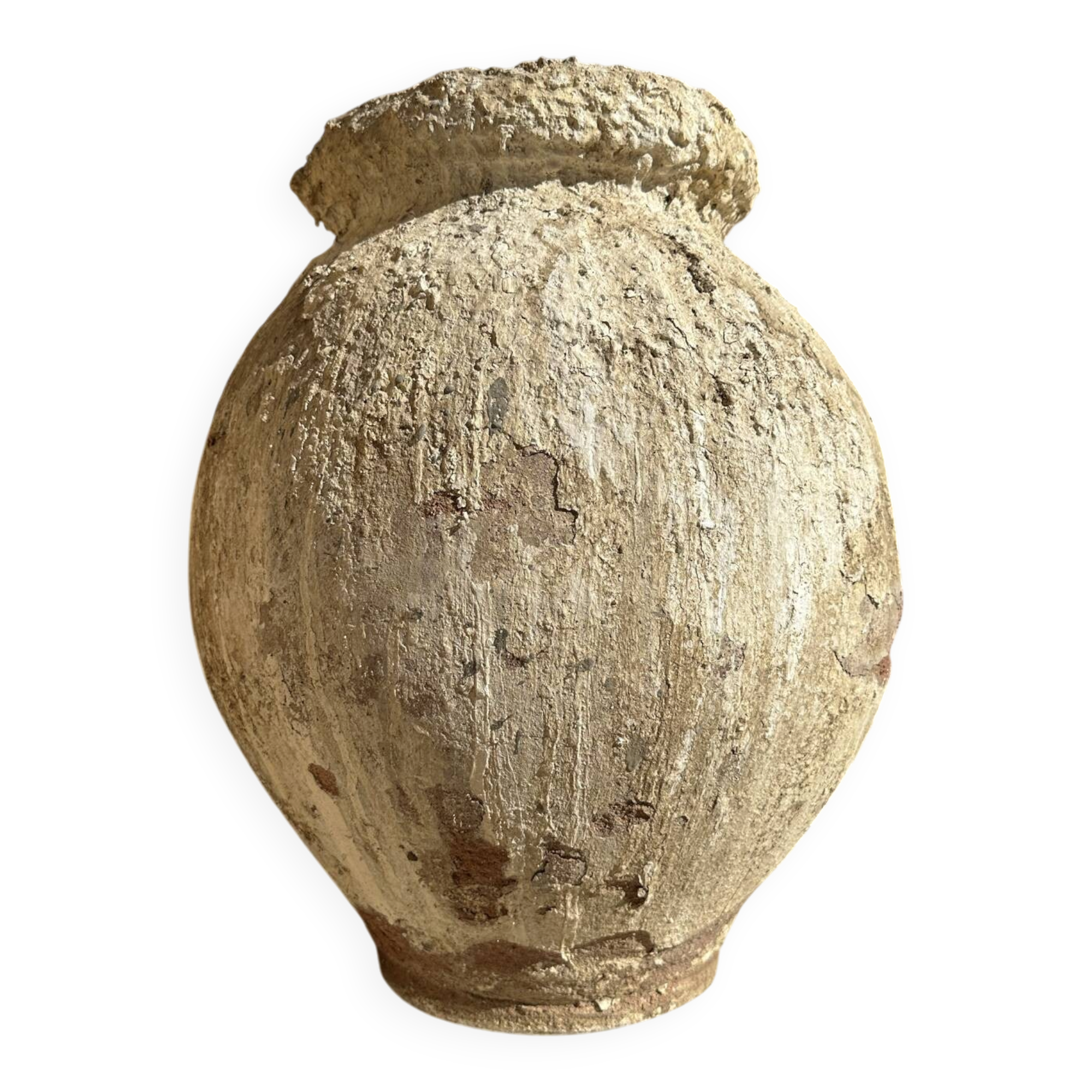 Ancient terracotta pottery jar from the 19th century.